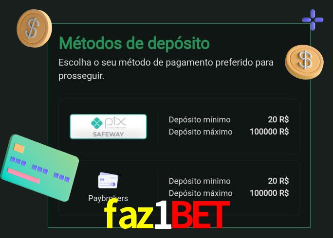 O cassino faz1bet oferece uma grande variedade de métodos de pagamento